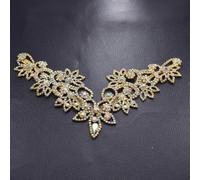 QIUMING 1 Stück Glaskristall Strass-Applikation zum Aufnähen auf den V-Ausschnitt, Kragenbesatz für Damenkleider