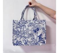 QIUMING 1 Stück Jacquard-Strand-Einkaufstasche für Damen, Handtasche, Reise, große Kapazität, Umhängetasche, Stickerei, Einkaufstasche