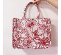 QIUMING 1 Stück Jacquard-Strand-Einkaufstasche für Damen, Handtasche, Reise, große Kapazität, Umhängetasche, Stickerei, Einkaufstasche