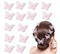 QIUMING Aufbügeln Schmetterling Doppellagige Spitzenstoff Patches Schmetterlinge 3D Schmetterling Patches zum Aufnähen Schmetterling Nähen Aufnäher für DIY Kleidung Tasche (rosa)