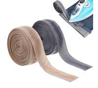 Qiuruoo 2 Stück 10m*25mm Saumband Zum Aufbügeln，Nahtband Zum Aufbügeln，Zum Bügeln von Textilien wie Hosen und Gardinen, Gardinen Kürzen Ohne Nähen,Hose Kürzen Ohne Nähen（Grau + Khaki）