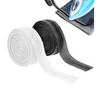 Qiuruoo 2 Stück 10m*25mm Saumband Zum Aufbügeln waschfest，Nahtband Zum Aufbügeln，Zum Bügeln von Textilien wie Hosen und Gardinen, Gardinen Kürzen Ohne Nähen,Hose Kürzen Ohne Nähen(Schwarz + Weiß)