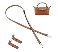 QIUTIMIY Damen Tasche Schultergurt für Longchamp,Leder Riemen Taschengurt für Mini Bag(Braun,Silber)