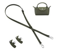 QIUTIMIY Leder-Handtaschengurt, Ersatz-Schultertaschengurte für Longchamp-Geldbörsen, Verstellbarer Crossbody-Schultergurt(Dunkelgrün,Silber)