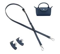 QIUTIMIY Leder-Handtaschengurt, Ersatz-Schultertaschengurte für Longchamp-Geldbörsen, Verstellbarer Crossbody-Schultergurt(Blau Silberne Schnalle)