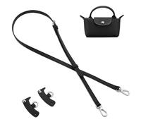 QIUTIMIY Leder-Handtaschengurt, Ersatz-Schultertaschengurte für Longchamp-Geldbörsen, Verstellbarer Crossbody-Schultergurt(Schwarze，Silberne Schnalle)