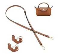 QIUTIMIY Schultergurt für Longchamp Tasche Damen,Leder Riemen Taschengurt für Mini Bag(Braun，Gold)