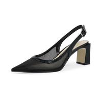QIY Damen-Pumps mit spitzem geschlossenem Zehenbereich, klobiger Absatz, Slingback-Absatz für Damen, A-Meshblack, 41 EU