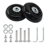 Qjaiune Gepäckrollen Ersatzrollen 2er-Set, 64 mm x 24 mm, Kofferrollen, Ersatzrollen aus Gummi, mit Montagezubehör, Gepäck-Ersatzräder für Trolley-Tasche, Deichselbox