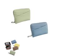 QKCQQTS 2 Stück minimalistische Kartenhalter für Damen, ultradünn, Ziehharmonika, Geldbörse, mit mehreren Kartenfächern, 2 Stück, 11.5*9*3cm, Casual