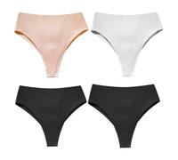 QKCQQTS 4-teiliges nahtloses Anti-Peinlichkeits-Set für Yoga und Sport für Damen, unsichtbare Cameltoe-Tanga-Unterwäsche mit Latexpolster im Schritt (4pcs-f,M)