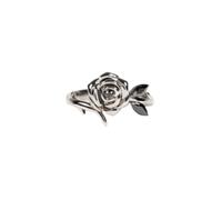 QKCQQTS Elegante Damenringe mit Rosenblüten aus 925er Silber, „Burned And Survived“ - Schwarze Rosenringe für Selbstliebe (Black Rose Flower Ring,5#)