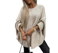 QKCQQTS Eleganter Strick-Cape für Damen, locker, lässiger Poncho-Pullover, modischer Strickschal
