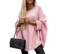 QKCQQTS Eleganter Strick-Cape für Damen, locker, lässiger Poncho-Pullover, modischer Strickschal