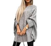 QKCQQTS Eleganter Strick-Cape für Damen, locker, lässiger Poncho-Pullover, modischer Strickschal