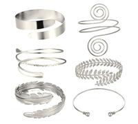 QKEPCY 6 Stück Arm Manschette Oberarm Band Manschette Armband Geometrisches Metallarmband Armreif für Frauen Gold Verstellbares Set Minimalistisch Hochzeit