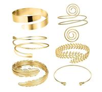 QKEPCY 6 Stück Arm Manschette Oberarm Band Manschette Armband Geometrisches Metallarmband Armreif für Frauen Gold Verstellbares Set Minimalistisch Hochzeit