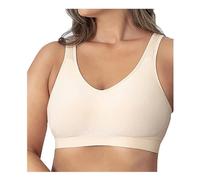 QKEPCY BH Damen Ohne Bügel Softschalen Bustier Damen High Elastizität Push Up Bra Große Größen Guter Halt Seamless Klassischer Komfort V Ausschnitt Bralette (Beige/XXL)
