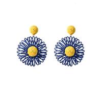 QKEPCY Blumenförmige Ohrringe Bunt Damen - Gänseblümchen-Ohrringe Boho-Stil Hawaiian Holiday Style Raffia Weaving Schmuckgeschenk für Mädchen