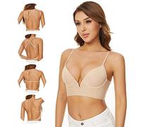 QKEPCY Damen BH mit Tiefem Rücken für Frauen Nahtlose Bügel-BHS in U-Form Unsichtbar Rückenfrei mit Mehreren Wandelbaren Trägern Unsichtbar Nackter Rücken BH Elegant (32/70AB)