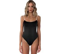 QKEPCY Damen Body Ärmellos mit Glitzerketten Träger Bodysuits Elegant Shapewear Unterziehbody Stringbody Shaper Tanga Bodysuit Glanz Träger Tops Nahtlos Figurbetont Unterziehshirt