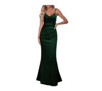 QKEPCY Damen Bodycon Maxikleid Sexy Lounge Slip Langes Kleid Elegant V-Ausschnitt Ärmellos Figurbetontes Maxikleid Fischschwanzkleider Cocktailkleid für Herbst und Winter