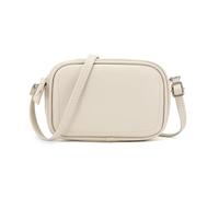 QKEPCY Damen Handy Umhängetasche Echtes Leder Crossbody Bag Damen Handytasche zum Umhängen Umhängetasche Damen Klein Moderne Taschen (Beige)