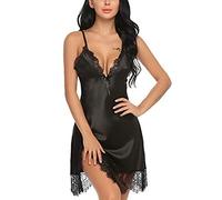 QKEPCY Dessous Damen Sexy Unterwäsche Lingerie Spitze Nachthemd Babydoll Trägerkleid Nachtkleid Sleepwear Reizwäsche Negligee Mesh Nachtwäsche Set Transparent Spitzendesign