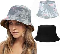 QKEPCY Fischerhut Sonnenhut für Damen Sommer 2 in 1 Reversibel Strand Bucket Hat Druck Verpackbare Outdoor Eimer Hüte für Wandern Reisen Urlaub