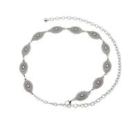 QKEPCY Gürtel Kettengürtel Damen Western Metall Concho Silber Einstellbar Taillenkette Mode Taillen Gürtel für Jeanskleider