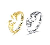 QKEPCY Handgesten Ring Set Symbolischer Schmuck Paar Ringe Verstellbarer Offener Ring Liebessymbol Schmuckstück Handarbeit Damenring