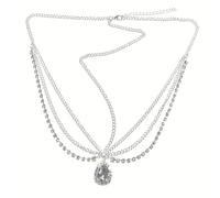 QKEPCY Kopfschmuck Damen Mädchen Gold Kopf Kette Boho Mittelalter Stirnband Vintage Strass Kristall Quaste Haarschmuck für Braut Hochzeit Haarkette Schmuck