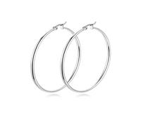 QKEPCY Ohrringe Creolen Silber 925 Damen Ohrhänger Gold Groß Frauen Silver Earrings Für Mädchen Gold Hängend (Silber/20MM)