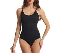 QKEPCY Shapewears Bodysuit Damen Kontrolle Bauch Nahtlose Taille Trainers Butt-Lifters U-Ausschnitt Mit BH und Verstellbarer Schultergurt Mit Bauchkontrolle, Nahtloser Body Shaper, Po-Heber(S)