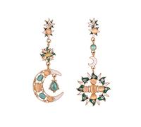 QKEPCY Sonne Mond Ohrringe für Damen als Boho Hängende Asymmetrische Tropfen mit Opal und Mondstein Ein Besonderes Geschenk für Frauen