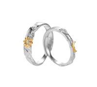QKEPCY Sonne Mond Ringe Set Zweifarbig Zirkonia Schmuck Paarringe Partnerringe Silber Glänzend Hochwertig Elegant