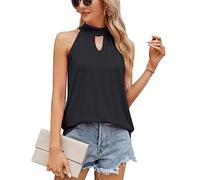 QKEPCY Tank Top Damen Neckholder Ärmellos Elegant Tops Sommer Halter Trägertop Spaghettiträger Basic Tops Ärmelloses Shirt Oberteile Weste Achselshirts Trägershirt Sport