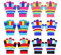 QKURT 6 Paar Kinder Magic Handschuhe,Unisex Vollfinger Kinder Stretch Handschuhe mit mehrfarbigem Warme Strickfäustlinge Thermo Kinder Winterhandschuhe Geeignet für 1-3 Jahre von Jungen und Mädchen