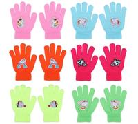 QKURT 6 Paar Kinderhandschuhe, Kinder Magic Stretch Handschuhe Strick Einhorn Handschuhe Winterhandschuhe mit Voller Fingern für Jungen und Mädchen 5~12 Jahren