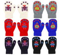 QKURT 6 Paare Toddler Stretch Vollfinger Handschuhe, Winter Unisex kinder winterhandschuhe Little Boys Soft Strickhandschuhe Fäustlinge kinder winterhandschuhe für 2~5 Jahre alte Kinder