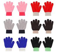 QKURT 6 Paare Toddler Stretch Vollfinger Handschuhe, Winter Unisex Kinder Winterhandschuhe, Little Boys Soft Strickhandschuhe Fäustlinge für 5-12 Jahre Alte Kinder