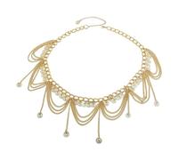 QLECXZI Goldene Quasten Anhänger Hüftkette, mehrlagige Taillenkette, einzigartige verstellbare, stylische Körperkette, schickes Accessoire für festliche