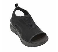 QLWY-MQ Damen Keilabsatz Sandalen Sommer Slippers Strandschuhe Damen Orthopädische Schuhe Peeptoe Plateau Wedges Badelatschen Slipper Hausschuhe Sommerschuhe (Color : Black, Size : EU:40/UK:6/US:9)