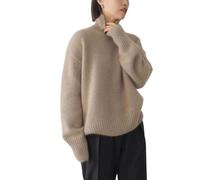 QLXYYFC Damen Pullover Elegant Reine Farbe Strickpullover Baggy Pulli Rollkragenpullover Grobstrick Pulli Strickpullover Winterpullover (Color : Brown, Size : M)