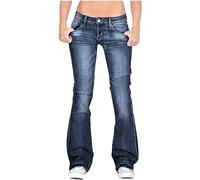 QLXYYFC Weste Schwarz Damen Long Hosen Jeans Taille Jeans Mitte Schlank Frauen Stretch Bell Jeans Damenjeans Kurze Jeanshosen (Color : Blue, Size : M)