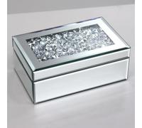 QMDECOR Luxuriöse, silberfarbene Schmuckkästchen mit zerkleinertem Diamantglas, verspiegelt, Aufbewahrungsbox, Schmuckschatulle für Damen