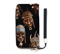 QMKFWT African Ritual Ethnische Tribal-Geldbörse, großes Fassungsvermögen, Clutch, Geldbeutel, PU-Leder, langer Reißverschluss, Uni, weiß, 20 x 10,5 cm, Geldbörse, weiß, 20x10.5cm, Brieftasche