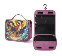 QMKFWT Fire and Water Phoenix Kulturbeutel, wasserdicht, Make-up-Tasche mit Aufhängehaken, Kosmetiktaschen für Damen, Reiseutensilien
