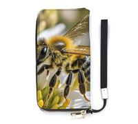 QMKFWT Honey Bee Geldbörse mit großem Fassungsvermögen, PU-Leder, langer Reißverschluss, Uni, weiß, 20 x 10,5 cm, Geldbörse, weiß, 20x10.5cm, Brieftasche