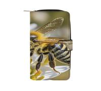 QMKFWT Honey Bee Ledergeldbörse, lang, Scheckbuch-Geldbörse, klassisch, faltbar, mit Ausweisfenster